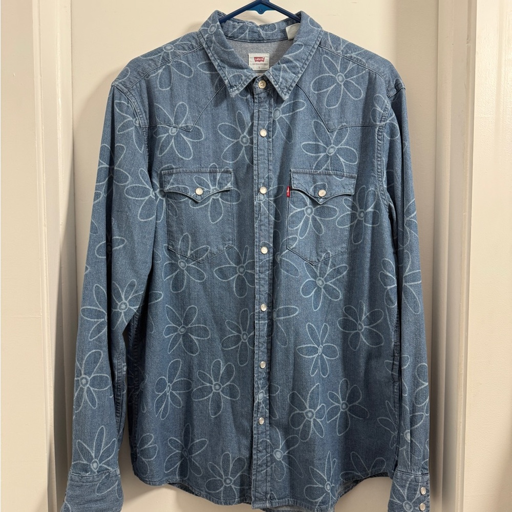 Levi's Blue Denim Shirt with Floral Design